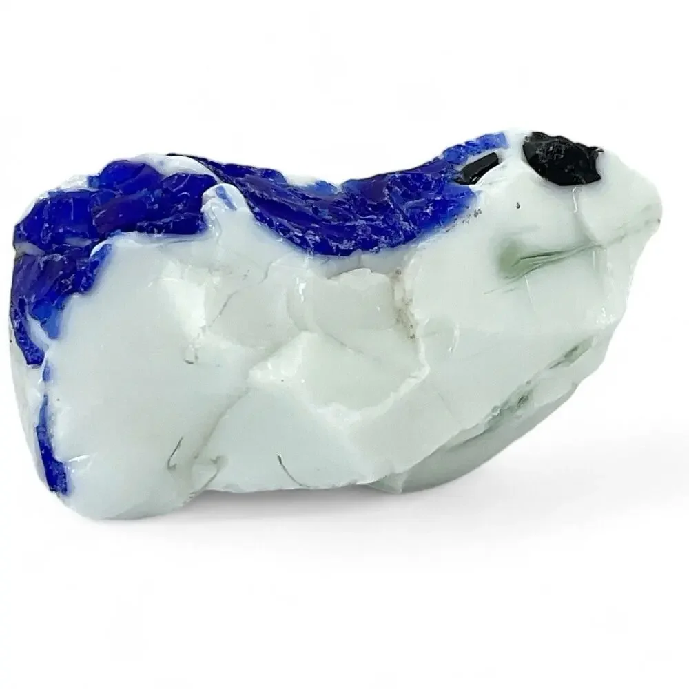 White Milk Cobalt Infused Art Glass Cullet Glowing Manganese‎ Slag Glass #4GX160
